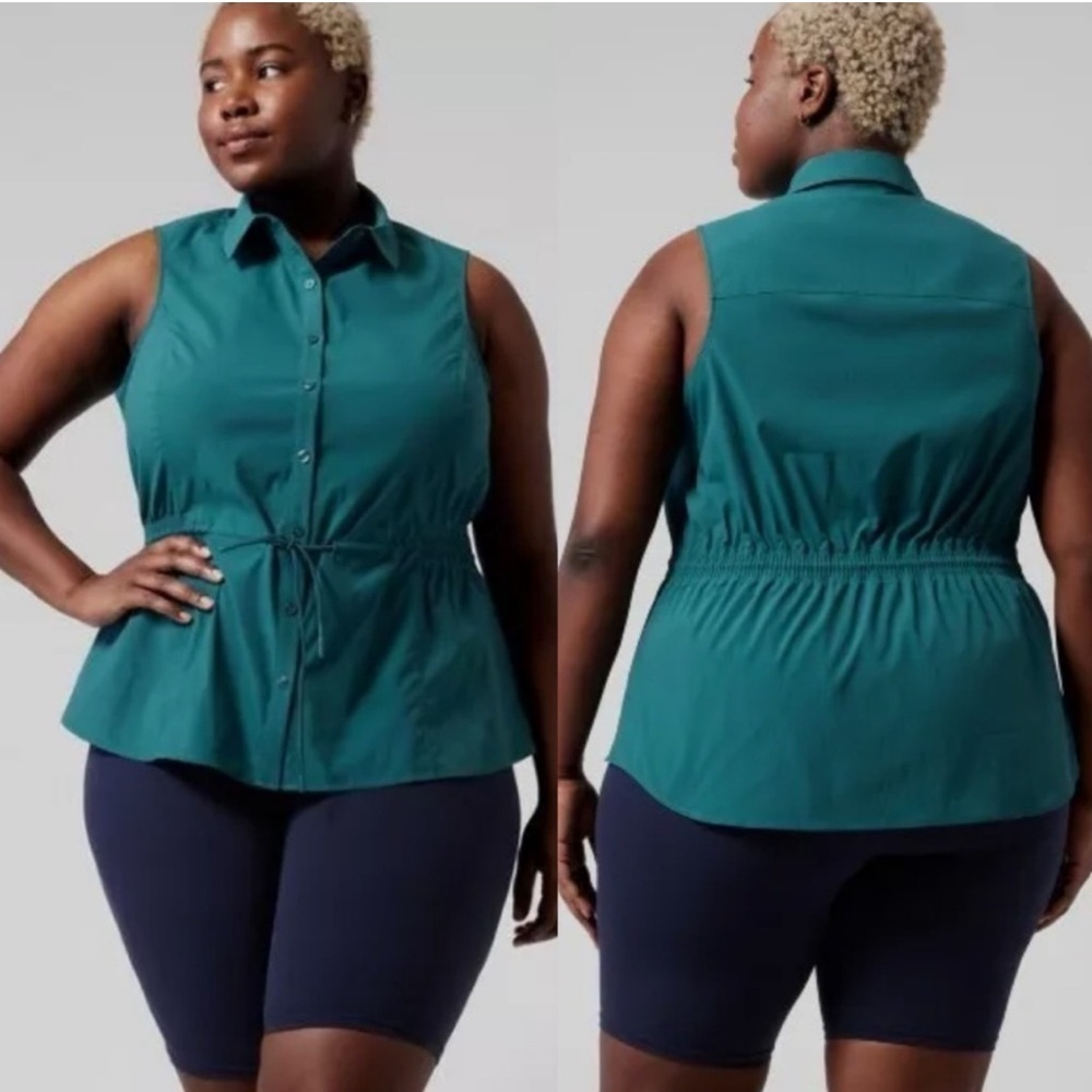 ATHLETA Levitate Poplin Tank Top size Large Borealis Green #798899
